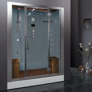 Ariel Bath DZ972F8W Ariel Steam Shower, 2 Person RetroFit w/Sauna 59" x 32" Rectangular White    