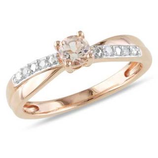 0mm Morganite and Diamond Accent Promise Ring in Rose Rhodium Plated