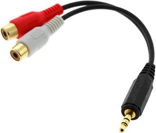 C&E 6Inch 3.5mm Stereo Male to 2 RCA Female Cable, Gold Plated (Red & White) Electronics
