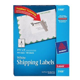 Avery Shipping Labels for Laser Printers with TrueBlock Technology, 3.5 x 5 Inches, White, Box of 400 (05168) 