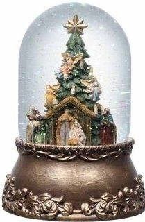 8" Exquisite Musical Rotating Nativity Christmas Snow Globe Glitterdome   Large Nativity Snow Globe