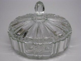 Vintage Clear Glass "Old Cafe" Pattern CANDY DISH w/ Lid  Other Products  