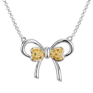 10 CT. T.W. Enhanced Yellow Diamond Bow Necklace in Sterling Silver