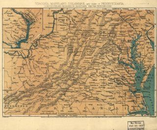 1863 Civil War map of Atlantic States Virginia, Maryland, Delaware, and part of   Wall Maps