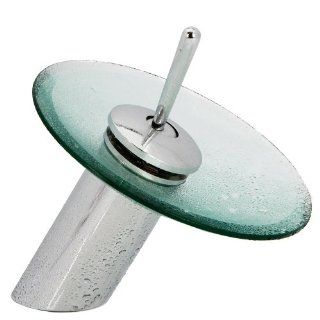 Modern Style Chrome Bath Bathroom Vessel Sink Round Glass Disk Waterfall Faucet    