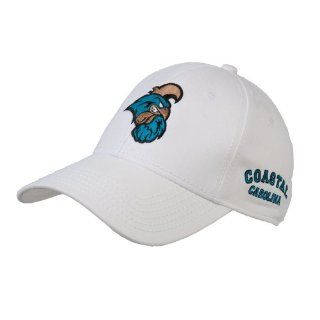 Coastal Carolina White Heavyweight Twill Pro Style Hat 'Chanticleer Head'  Sports Fan Baseball Caps  Sports & Outdoors