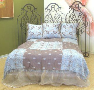Luxurious Merino Wool "Daisy" Coverlet Bedspread Bedcover Blanket Throw 98" Square Blue Chocolate Brown King Reversible  Other Products  