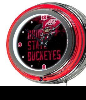 NCAA Ohio State Buckeyes Smoking Brutus Chrome Double Ring Neon Clock  Sports & Outdoors