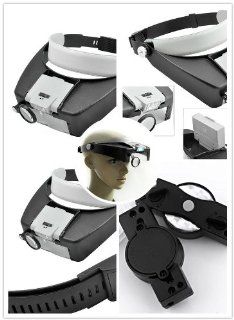 10x Lighted Magnifying Glass Headset Dual LED Head Headband Magnifier Loupe Hot Easy to wear Magnified Visor for Watch, Jewelry Repair, Arts & Crafts or As General Reading Aid  Dentist Magnifying Glasses 