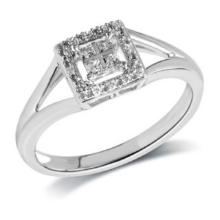 CT. T.W. Princess Cut Quad Diamond Frame Ring in Sterling Silver