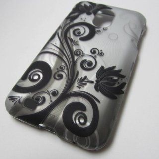 RUBBERIZES HARD PHONE CASES COVERS SKINS SNAP ON FACEPLATE PROTECTOR FOR SAMSUNG GALAXY S II/2 SII S2 EPIC TOUCH 4G SPH D710 SPRINT BOOST MOBILE /OR SCH R760 U.S. Cellular OR SCH R760X CDMA ALLTEL BLACK VINE ON SILVER (WHOLESALE PRICE) Cell Phones & A