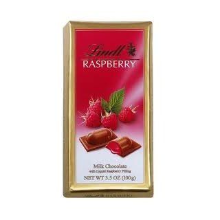 Lindt Bar (Milk Chocolate Filled with Tart Raspberry Filling)   Pack of 4  Candy And Chocolate Bars  Grocery & Gourmet Food