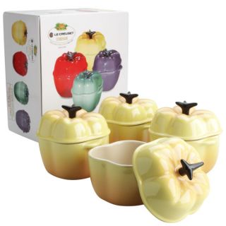 Le Creuset Set of 4 Mini Yellow Bell Pepper Casserole Dishes      Homeware