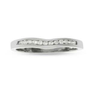 14K White Gold Contour Band with Diamond Accents   Zales