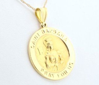 14K Yellow Gold Saint Barbara Pray For Us Charm Jewelry