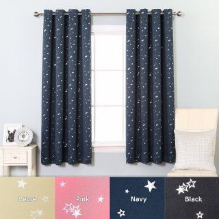 Shop Grommet Star Print Thermal Insulated Blackout Curtain Set 63"L, Navy   KDC   GT at the  Home Dcor Store. Find the latest styles with the lowest prices from Best Home Fashion