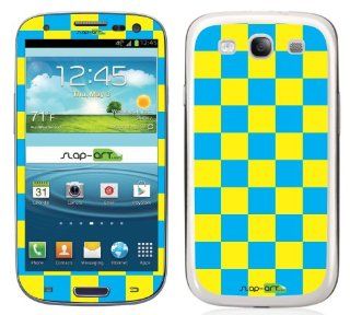 SlapArt blue and yellow checkered pattern skin vinyl sticker decal for Samsung Galaxy SIII S3 Cell Phones & Accessories