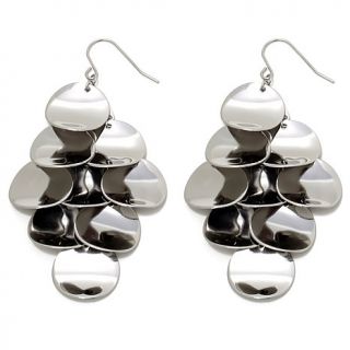 Stately Steel High Polished Layered Disc Earrings