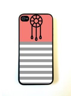 Dream Catcher Coral & Grey Stripes Black iPhone 5 Case   For iPhone 5/5G   Designer TPU Case Verizon AT&T Sprint Cell Phones & Accessories