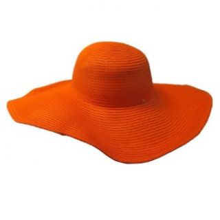 Luxury Divas Orange Solid Color Wide Bendable Brim Floppy Beach Sun Hat