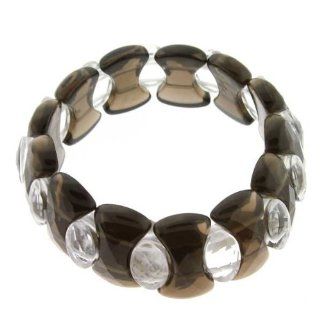 Beautiful Smokey Quartz and Clear Quartz Bracelet   Faceted Beads Jewelry