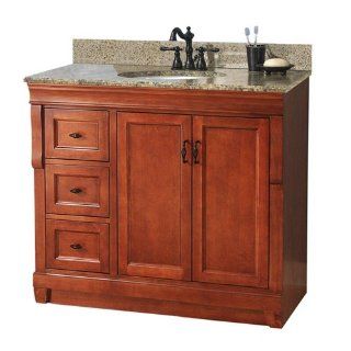 Foremost NACAQU3722DL Naples 37 Inch Width x 22 Inch Depth Vanity with Left Drawers and Granite Top Warm Cinnamon   Vanity Sinks  