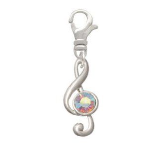 Medium Clef with AB Crystal Clip On Charm [Jewelry] Delight Jewelry Clasp Style Charms Jewelry