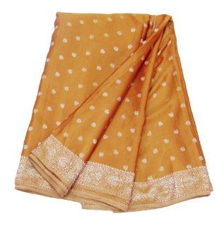 Indian Craft Saree Vintage Fabric Satin Silk Weaving Brown Sarong Home Decor Sari Curtain Drape Women Wrap Dress Recycled Fabric