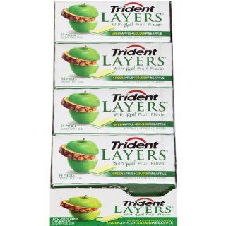 Trident Layers Gum, Green Apple + Golden Pineapple, 14 Piece Packs (Pack of 12)  Chewing Gum  Grocery & Gourmet Food