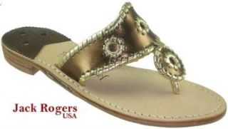 Jack Rogers Navajo Women's Bronze Gold Thong Sandals Shoes