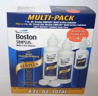 Bausch & Lombe Boston Simplus Multi Action Solution.  2 3.5 ounce bottles + 1 1 ounce travel bottle and Boston Contact Lens Case Health & Personal Care