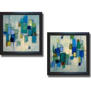 Bayside I & II by Lanie Loreth 2 pc Premium Satin Black Framed Canvas Set (Ready to Hang)   Mixed Media Paintings