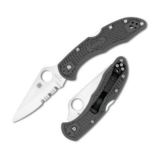 Spyderco Delica 4 Wave Knife with Gray FRN Handle, ComboEdge