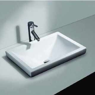 Cantrio Koncepts PS 111 Vitreous China Semi Recessed Bathroom Sink with Overflow, 21 in. W x 14 3/4 in. D x 6 in. H   Vessel Sinks  