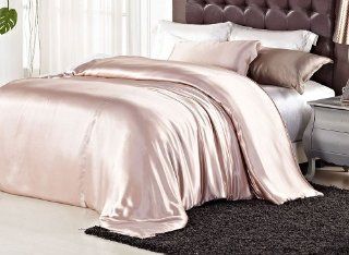 Orifashion Luxury Solid Color 100% Silk Charmeuse Duvet Cover, Elegant Pink Champagne (Model SDCJSL006), Queen Size  