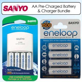 Sanyo Eneloop AA/AAA 4 Position Charger And 4 Rechargeable AA Batteries With Eneloop Rechargeable AA Battery 4 Pack Electronics