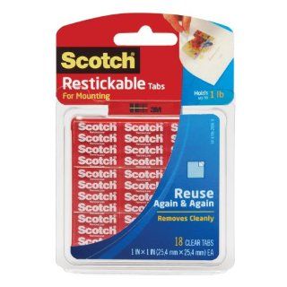 Scotch Restickable Tabs, 1 x 1 Inches, 18 Squares (R100)  Mounting Tapes 