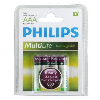 Philips MultiLife Reday to Use NiMH Rechargeable AAA Battery 800mAh 4PK Electronics