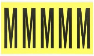 Brady 3460 M 5" Height, 1 3/4" Width, B 498 Repositionable Coated Vinyl Cloth, Black On Yellow Color 34 Series Indoor Letter Label, Legend "M" (5 Lables Per Card) Industrial Warning Signs