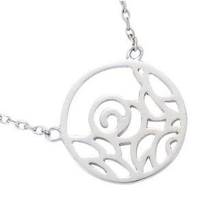 So Chic Jewels   Sterling Silver Spirals Waves Medallion Chain Necklace   Length 40+2+2 cm So Chic Jewels Jewelry
