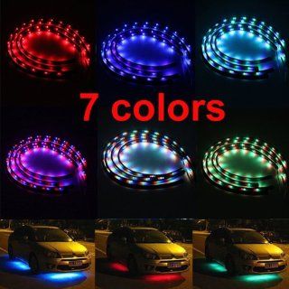 IMAGE� 4pcs Waterproof 7 Color LED Car Glow Underbody Neon Lights Strip Car Decorative Light Lamp Bar 2pcs x 24" & 2pcs x 36" Automotive
