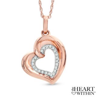 The Heart Within™ 1/10 CT. T.W. Diamond Tilted Heart Pendant in 10K