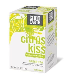 Good Earth Citrus Kiss Decaffeinated Green Tea, 18 Count Tea Bags (Pack of 6)  Grocery Tea Sampler  Grocery & Gourmet Food