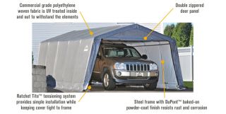 ShelterLogic Garage-in-a-Box Compact — 16ft.L x 12ft.W, 1 3/8in. Frame, Gray, Model# 62697  House Style Instant Garages
