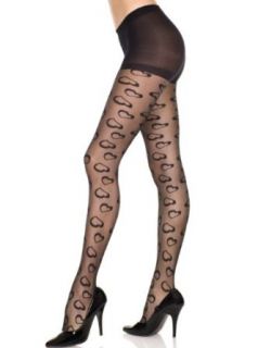 Music Legs Sheer Pantyhose With Hearts Black One Size Fits Most Adult Exotic Hosiery Clothing