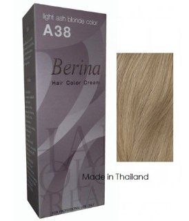 Berina Hair Color Cream Permanent A38  Light Ash Blonde color  Chemical Hair Dyes  Beauty