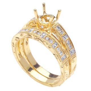 Semi Mounts & Duos With Comfort Fit 14K Yellow Gold Can Also Be Made In Platinum or Other Colors 18K And 24K Is Also Available 0.40ct tw SI1 Clearity and H or I Color Jewelry