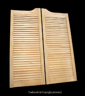 Pine Cafe Doors Louvered pre fit for 34" finished opening (24, 28, 29, 30, 31, 32, 35 and 36" sizes also available)  ProLamen Anti Warp  Saloon Western Swinging Style Wood Bar Door    