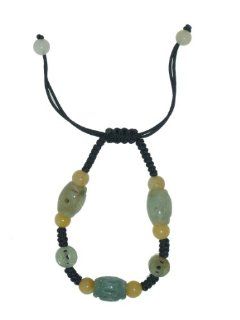 A Symbolic Character That Brings Smooth Sailing Through the Path of Life   3 Lu Lu Tong Added with Honey Jade Beads to Formulate This Jade Bracelet Made with Black Cord Jewelry