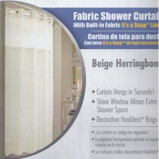 Hookless Fabric Shower Curtain with Built in Liner Beige  